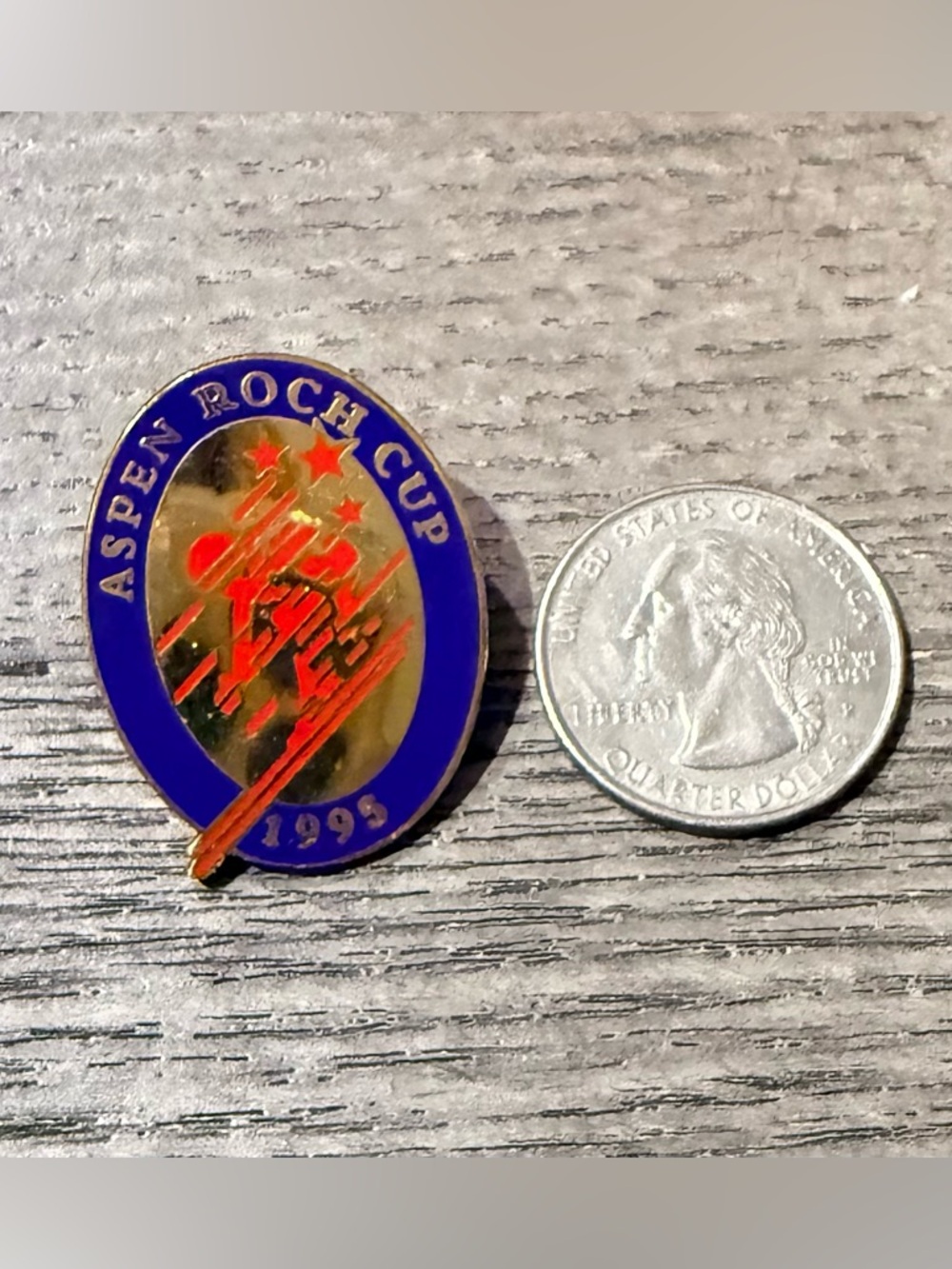 Aspen Roch Cup 1995 Commemorative Enamel Pin - Blue & Gold